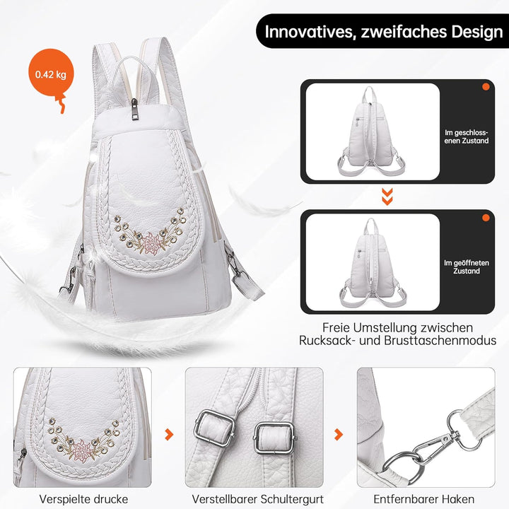 DIRRONA Rucksack Damen Beiläufig Kleine Brusttasche für Damen Multifunktionale Reise Wasserdicht Sch