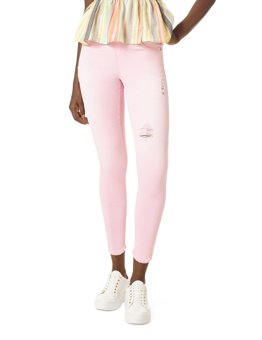 HUE Damen Skimmer-Leggings mit Ripped Denim, Hohe Taille Strumpfwaren S Candy Pink, S Candy Pink