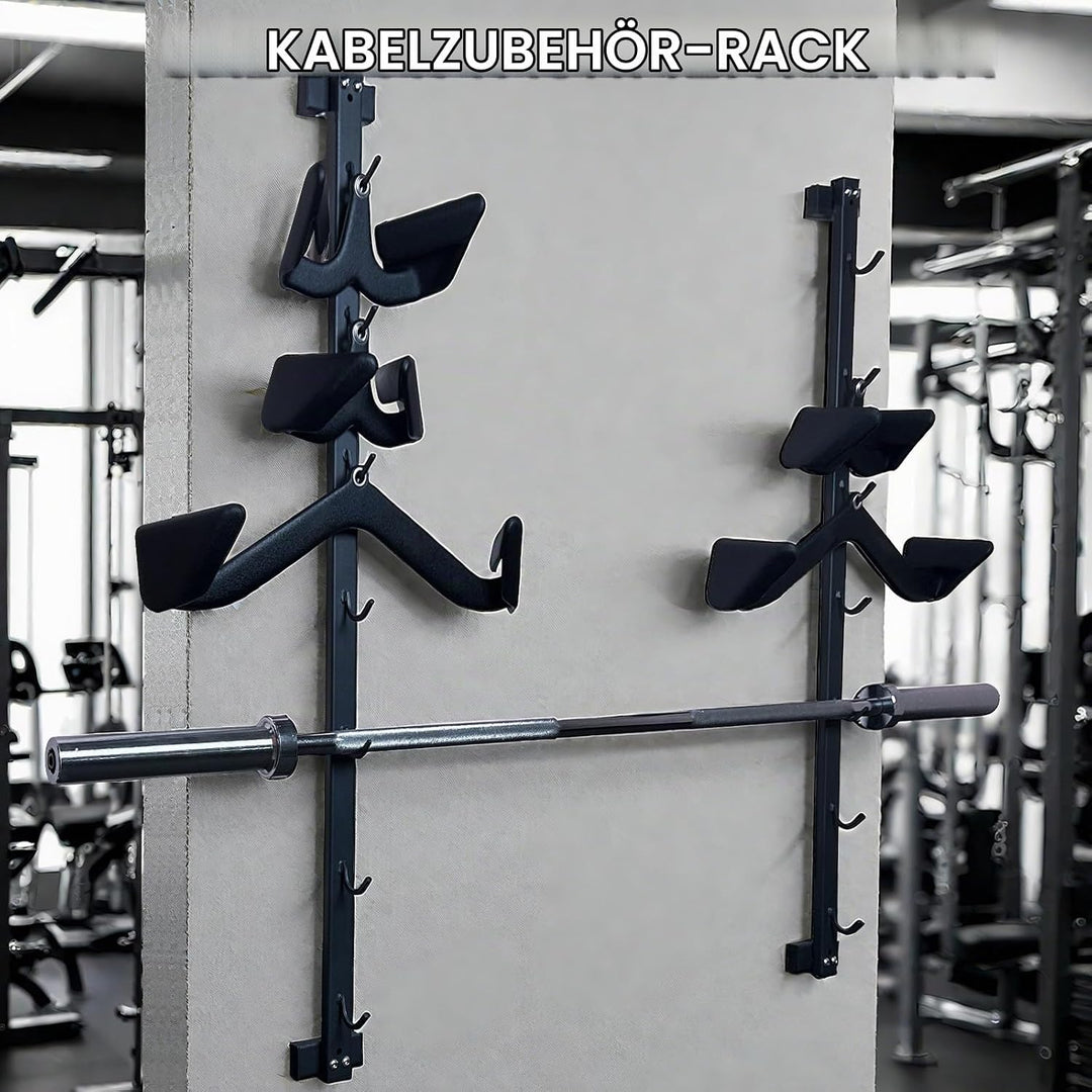 KORIKAHM Lat Pulldown Attachments Storage Rack, Wall Mounted Lat Pull Down Bar Organizer with Heavy