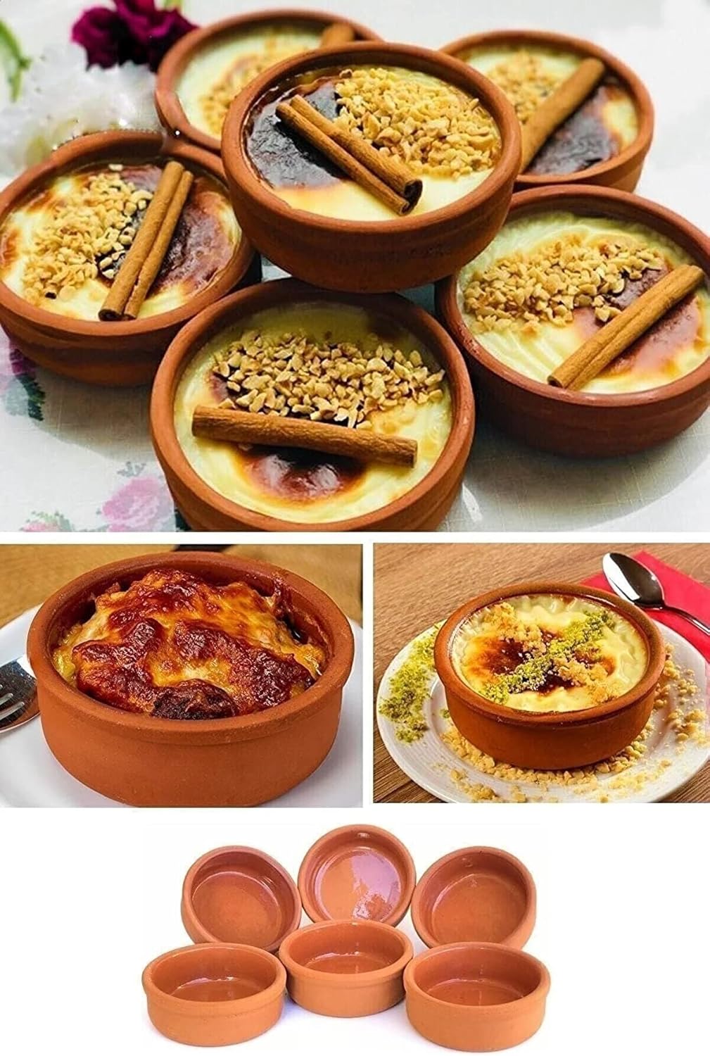 Kleine Auflaufformen Runde Güvec Set Töpfe Mini Schmortopf Milchreis Tontöpfe Tontopf-Set Tapas Scha