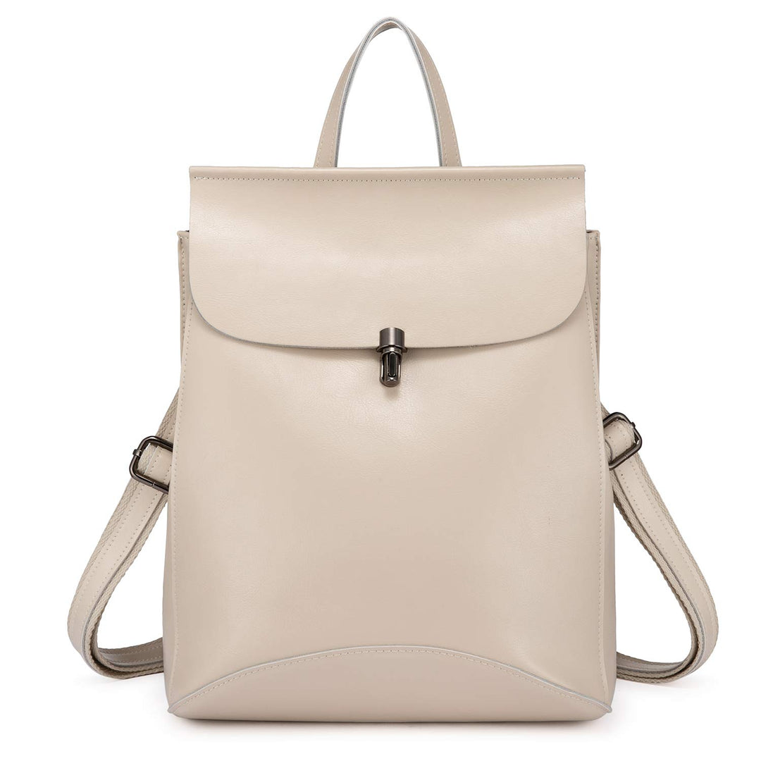 Realer Echtes Leder Rucksäcke Geldbörsen für Frauen Schultertasche Beige, Beige