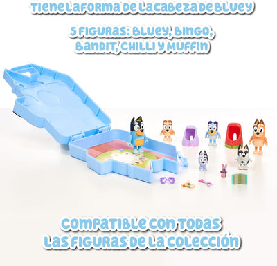 Bluey - Collector Case mit Figuren, Sammelbox für Welpen, 6 Figuren aus der Zeichnungsserie für Kind