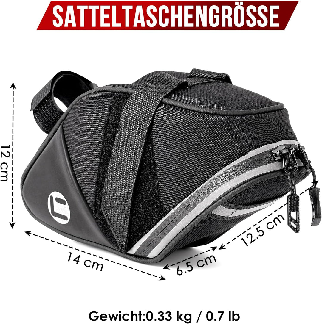 Fahrrad Satteltasche, Wasserfest und reflektierende Outdoor Satteltaschen für Fahrrad, 1.5L Leichte