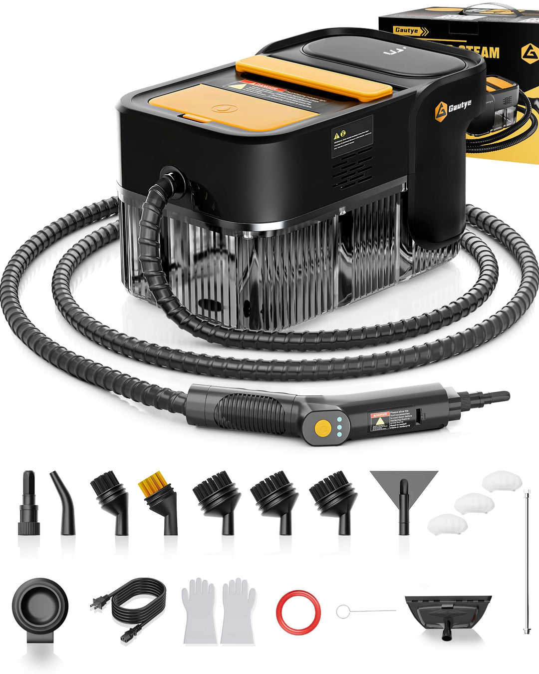 Gautye Dampfreiniger 3 stufig verstellbarer Griff, 10 Sekunden Aufheizzeit, 2L Wassertank, steam cle