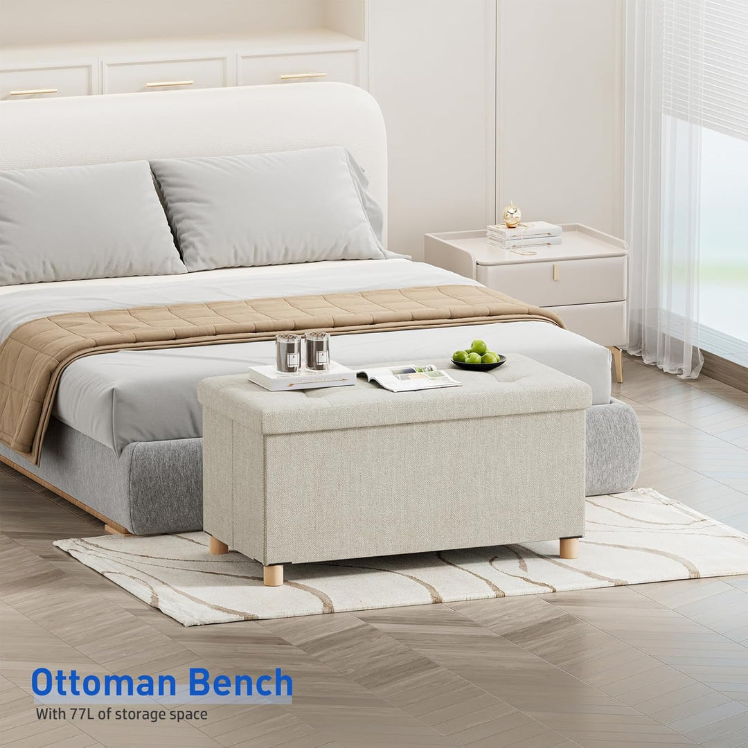 BRIAN & DANY Sitzbank mit Stauraum, Sitztruhe Sitzhocker Fusshocker, Faltbar Sitztruhe Sitzhocker mi