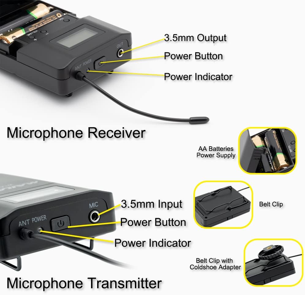 MC8 6-Kanal UHF Drahtloses Lavalier Mikrofon Kabellos Wireless Funk Kamera Mikrofon Kompatibel für D