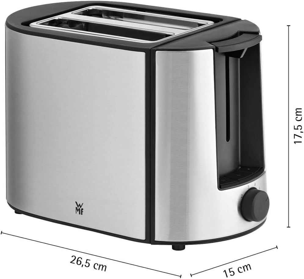 WMF Bueno Pro Toaster Edelstahl, Doppelschlitz Toaster mit Brötchenaufsatz, 2 Scheiben, 6 Bräunungss