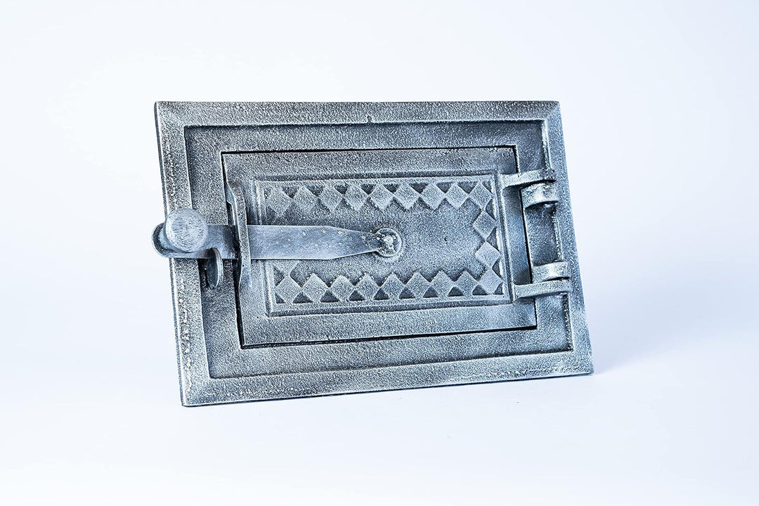 Euro Sezam - Altes Silber Ofentür aus Gusseisen - Massive dicke Ofentür - Pizzaofentür - DZ067 - Ein