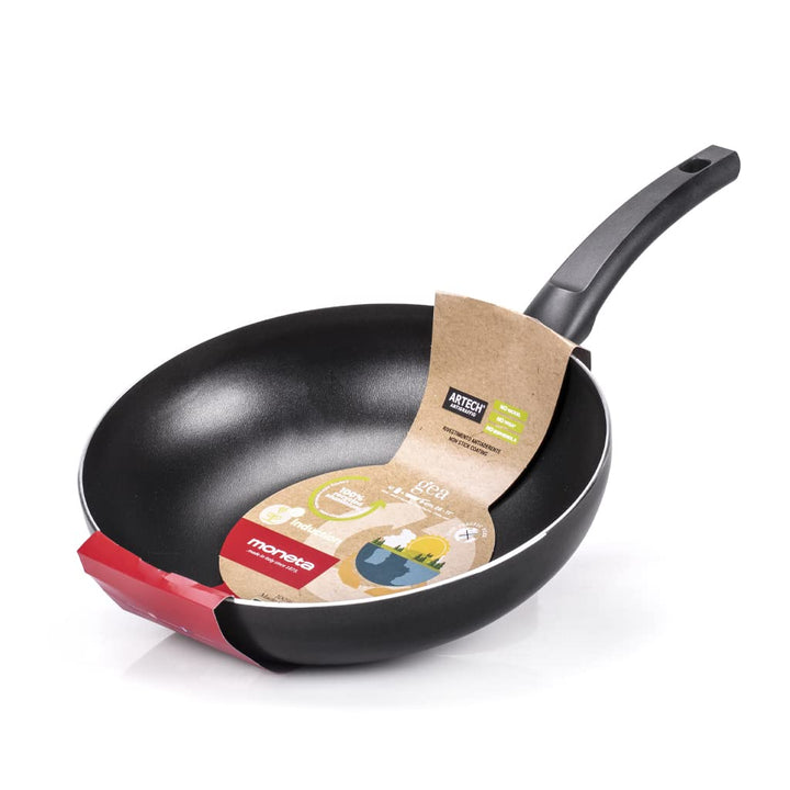 Moneta Gea Wok, 28 cm, 100% recyceltes Aluminium, für jede Kochplatte inklusive Induktion. Made in I