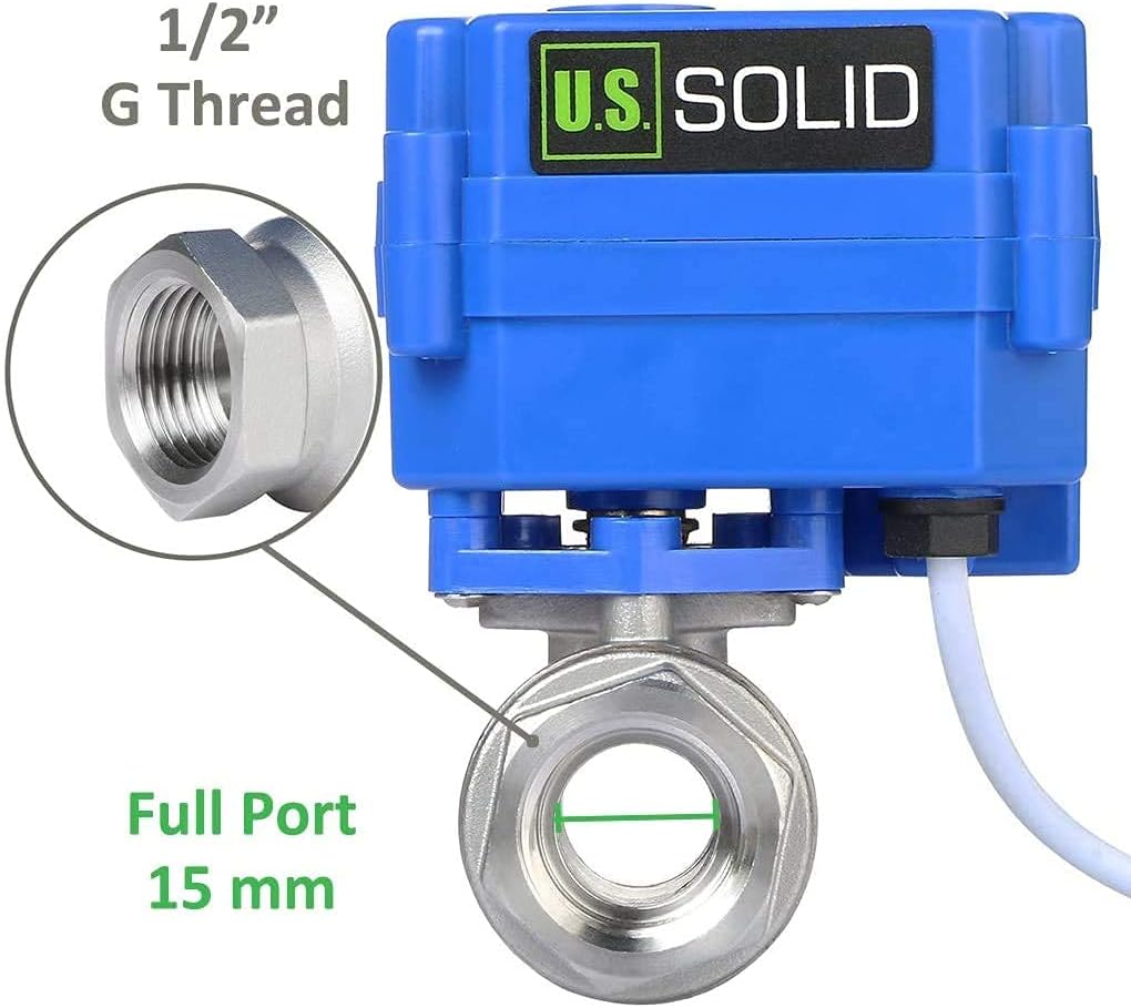 U.S. Solid 1/2" motorisierter Kugelhahn, Edelstahl, elektrischer Kugelhahn, stromlos offen, DN15 mit