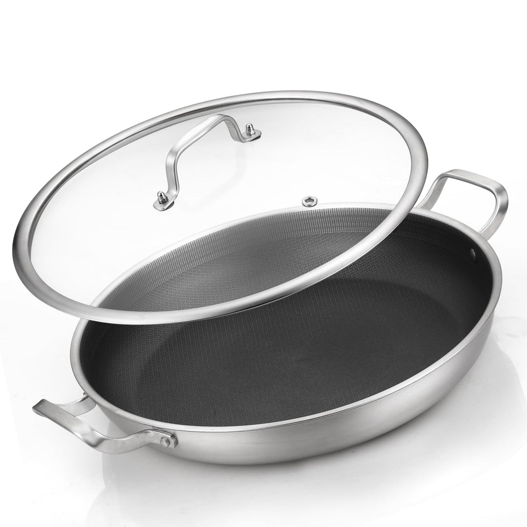 Paella Pfanne 36 cm 12 Pers – Antihaft | 316°C Hitzebest | PFOA-frei | Induktion | Gleichwärmevertei