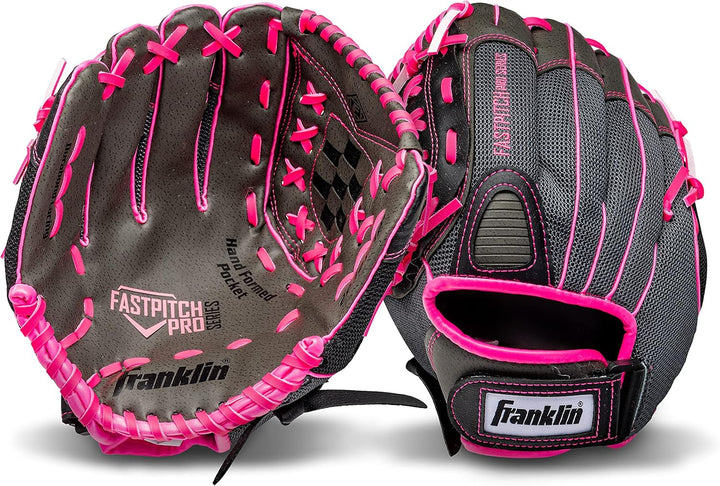 Franklin Sports Fastpitch Serie Leichte Softball Handschuh, 12 Zoll Werfer, für Linkshänder Pink/Gra