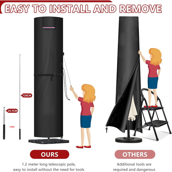 LAMUNI Sonnenschirm Schutzhülle für Ampelschirm Abdeckung für Gartenschirm Abdeckhauben für Sonnensc