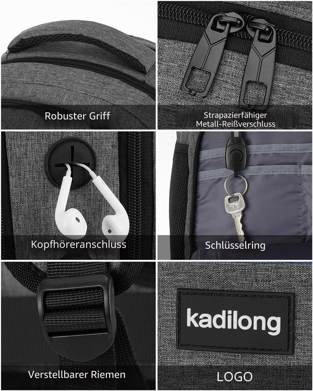 kadilong Rucksack Herren 17.3 Zoll Laptoptasche mit USB Ladeanschluss für Arbeit Business Reisen Sch