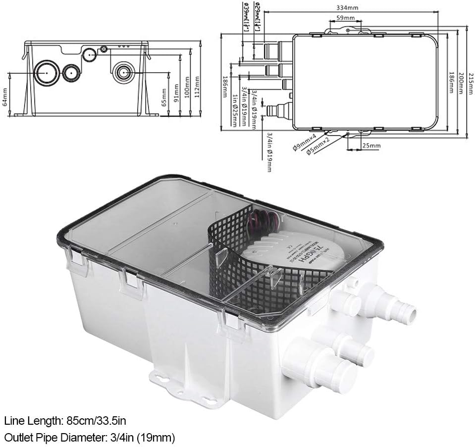 Multi Port Marine Duschwanne Pumpenentleerungssatz | Duschwannenpumpensystem Boot RV Bilge 12V 750GP