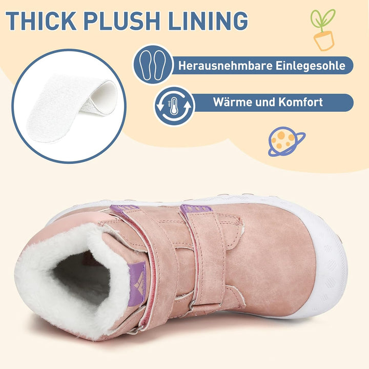 Mishansha Kinder Winterschuhe Mädchen Winterstiefel Warm Schneestiefel Gefüttert Boots Wasserdicht 2