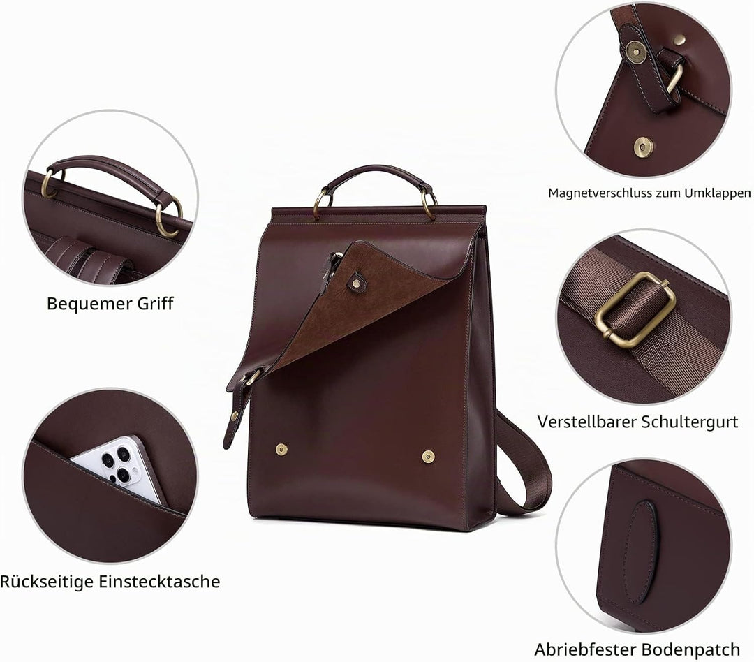 Cnolés Business Rucksack Damen Leder Eleganter Daypack Wasserdicht Damen Rucksackhandtaschen Rücksac