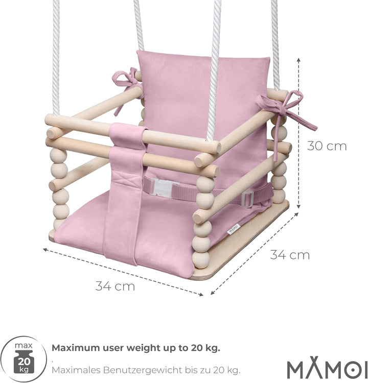 MAMOI Babyschaukel 3in1 mit Sicherheitsgurt – Kinderschaukel für 6–36 Monate, max. 20 kg, Indoor