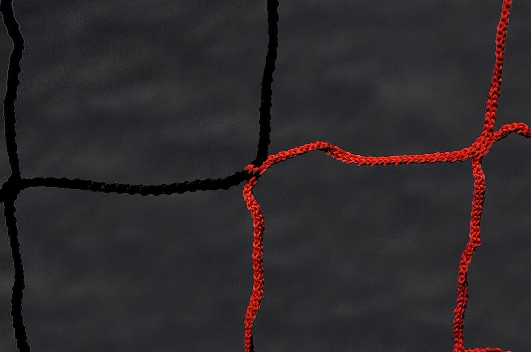 Fussballnetz für Clubs 7.32 x 2.44 x 0.8 x 2 m - 4mm - Extrem robust - Rot/Schwarz