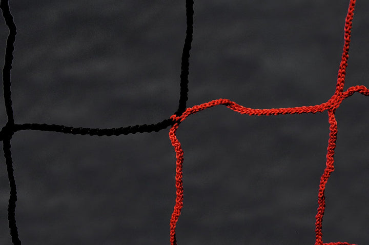 Fussballnetz für Clubs 7.32 x 2.44 x 0.8 x 2 m - 4mm - Extrem robust - Rot/Schwarz