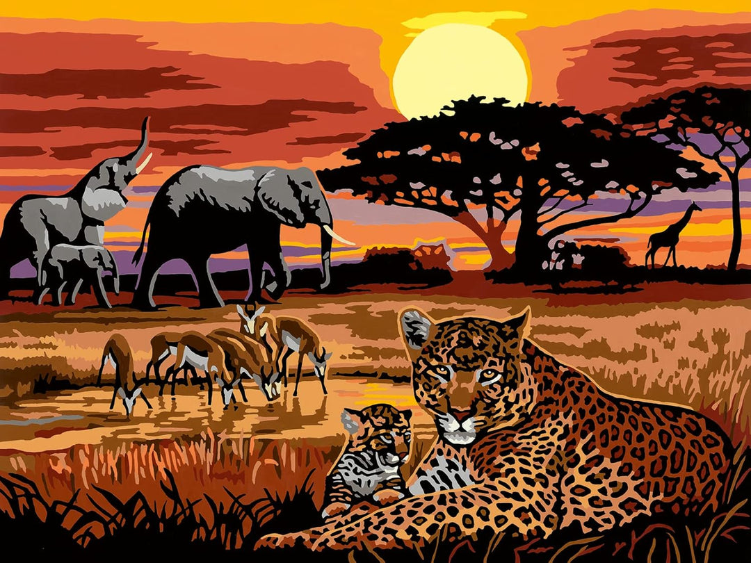 Ravensburger CreArt 23548 - Savannenlandschaft - Malen nach Zahlen Erwachsene, DIY Malset mit Pinsel