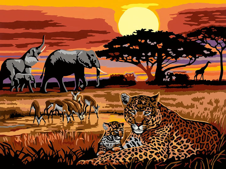 Ravensburger CreArt 23548 - Savannenlandschaft - Malen nach Zahlen Erwachsene, DIY Malset mit Pinsel