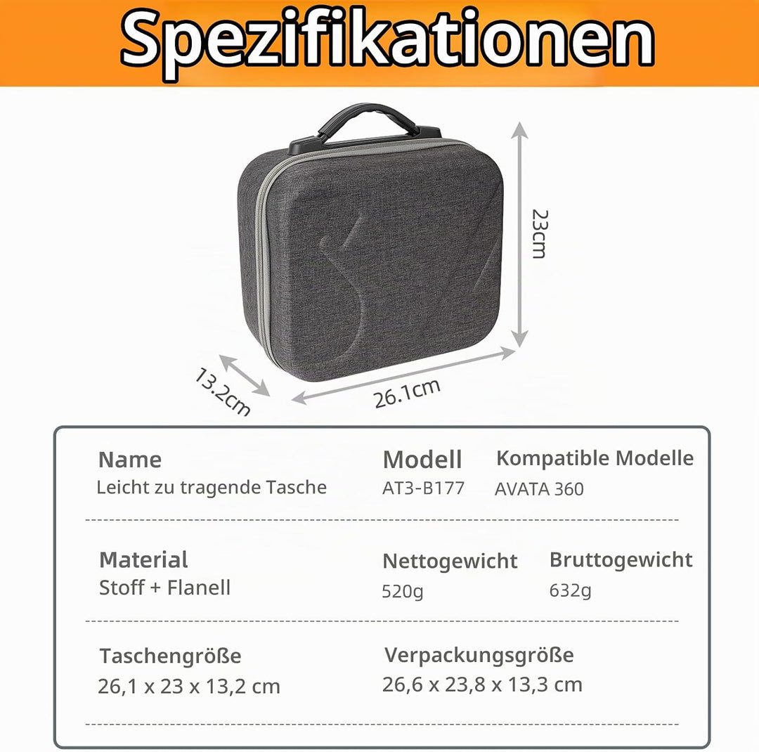 ZJRXM Tasche für DJI Avata 360 Drohne und RC 2 Controller, Tragbare Tragetasche für DJI Avata 360 Zu