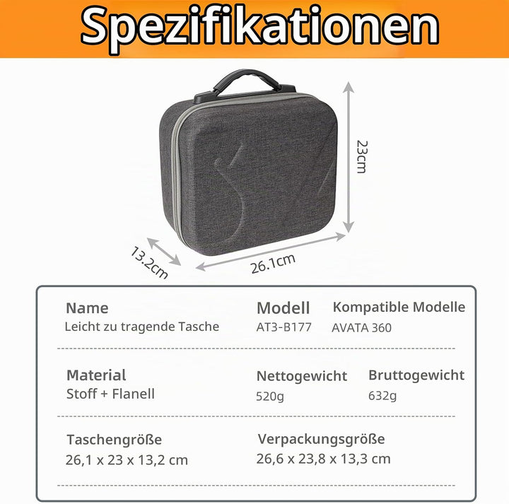 ZJRXM Tasche für DJI Avata 360 Drohne und RC 2 Controller, Tragbare Tragetasche für DJI Avata 360 Zu