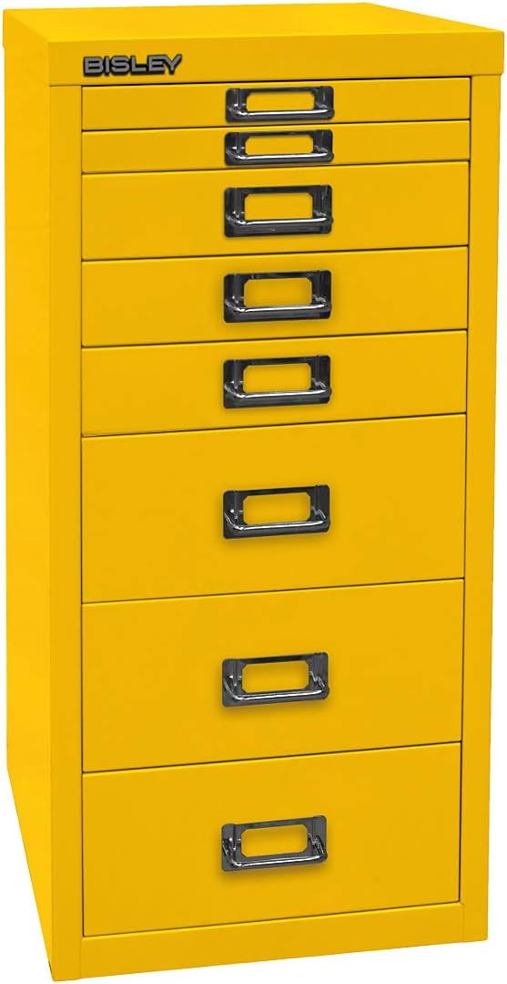 BISLEY MultiDrawer, 29er Serie, DIN A4, 8 Schubladen, Metall, 601 Pink, 38 x 27.9 x 59 cm, 601 Pink