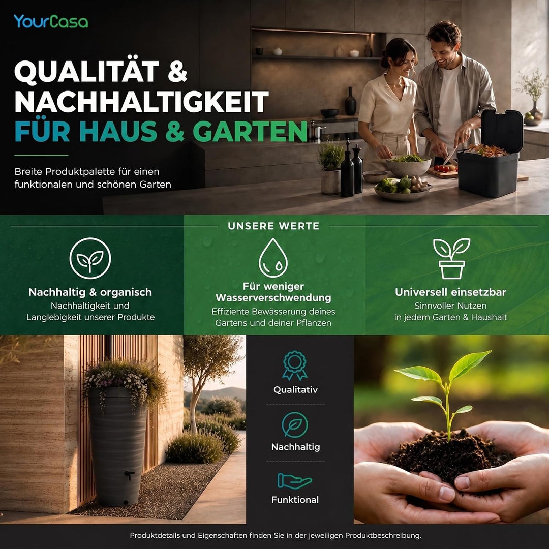 YourCasa Regensammler [Downpipe] mit Verbindungsschlauch 30cm &amp; Regentonnendurchführung - Überlaufst
