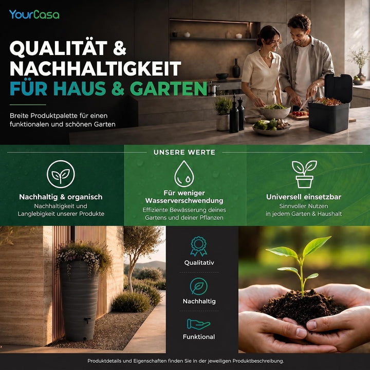 YourCasa Regensammler [Downpipe] mit Verbindungsschlauch 30cm &amp; Regentonnendurchführung - Überlaufst
