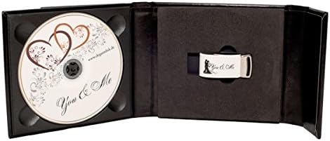 Leder USB-Case cm mit Bildfenster. Flash Drive Tasche mit DVD Slot (Schwarz, USB+1CD) USB+1CD Schwar