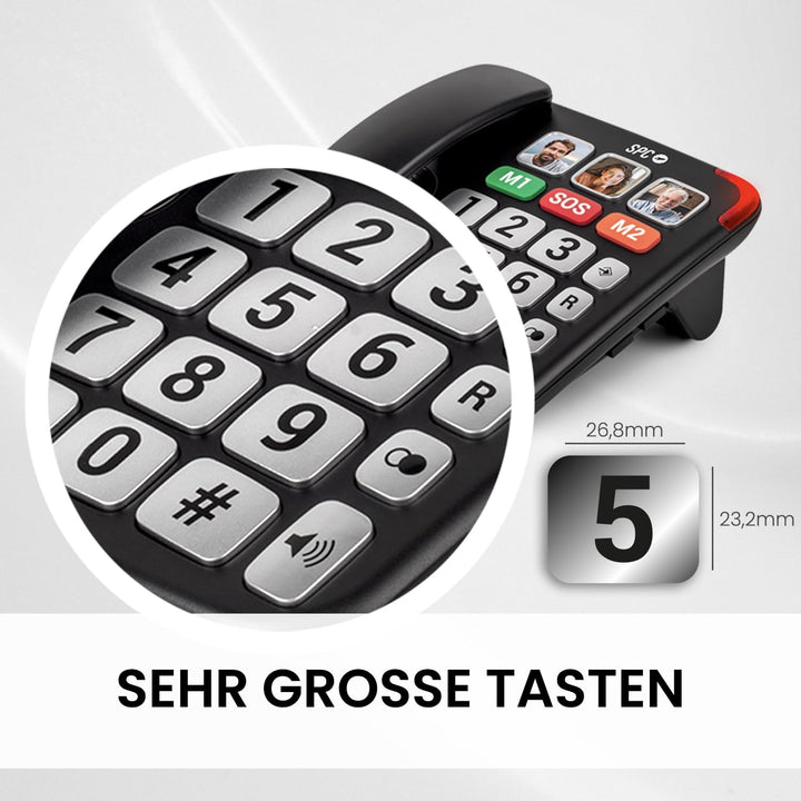 SPC Comfort Numbers Pro - Senioren-Festnetztelefon mit grossen Tasten und lautem Klingeln | Verstärk