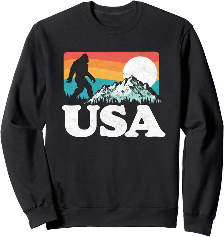 USA Bigfoot Mountains Outdoor 80s Graphic Sweatshirt