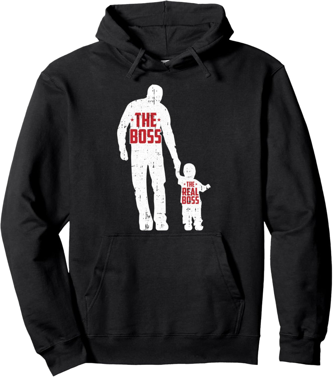 The Boss The Real Boss Fathers Day Dad Son Daughter Matching Pullover Hoodie