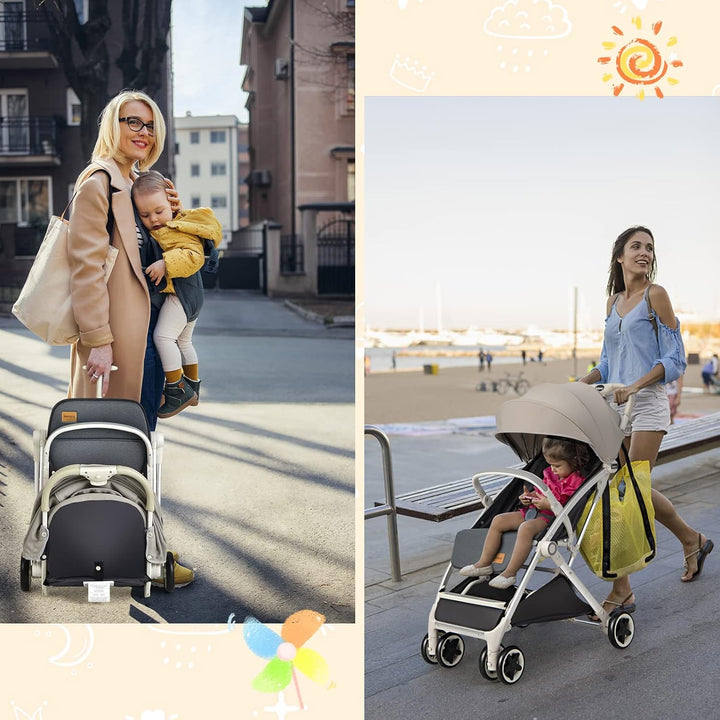COSTWAY Kinderwagen klappbar, Reisebuggy mit Liegefunktion, Kinderbuggy mit verstellbarem Rückenlehn