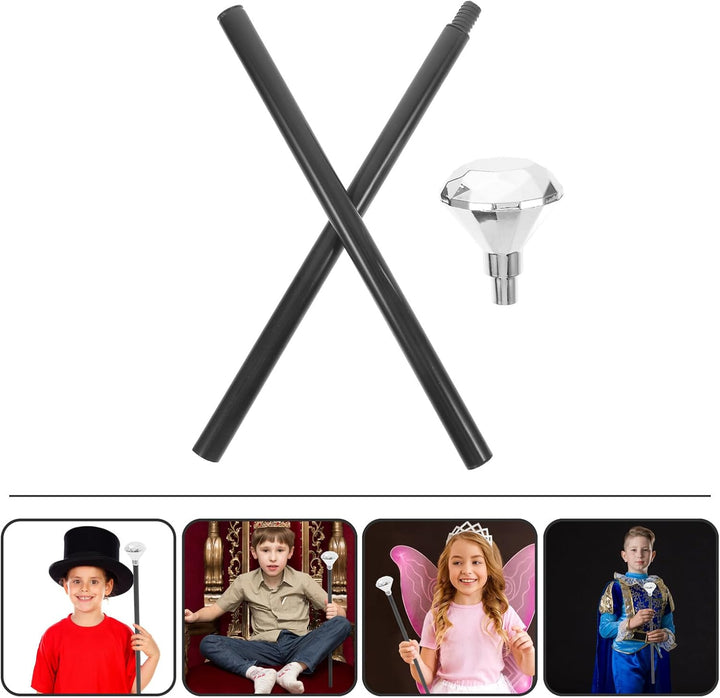 Toddmomy Silberner Königszepter Gehstock mit Diamant Design Leichtes Cosplay Zauberstab Requisit für