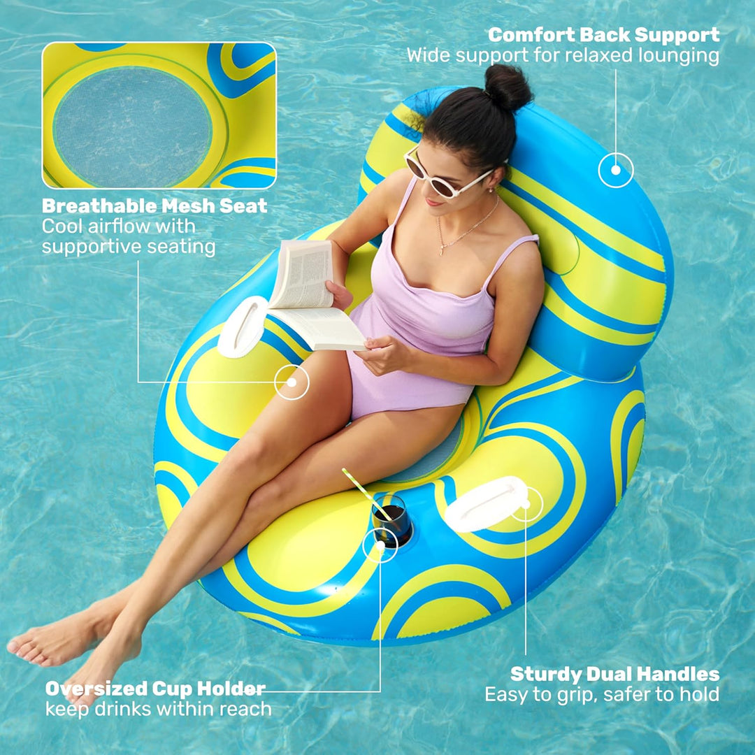 Sloosh aufblasbare Pool Float mit grosser Rückenlehne, Riesige Wasser Pool Luftmatratze Pool Schwimm