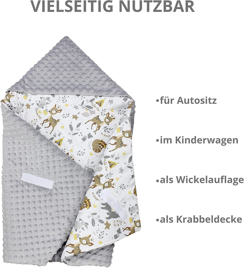 TupTam 2er Set Baby Decken Einschlagdecke 85x85 cm für Autositz Babyschale Babydecke Wiegendecke Min