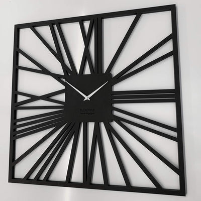 FLEXISTYLE Gross EKO wanduhr quadratisch XXL ohne tickgeräusche LOFT Grande Schwarz Quadrat 80cm! (D
