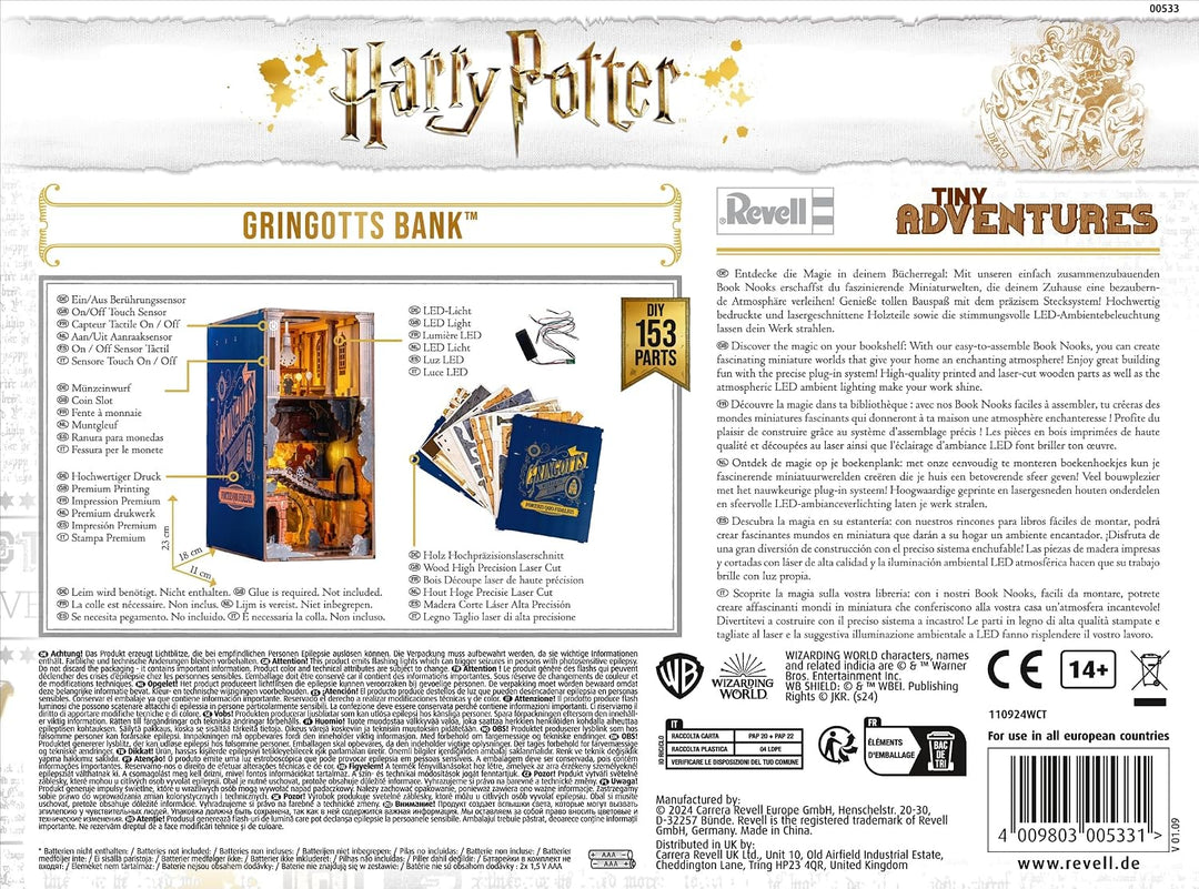 Revell Modellbausatz Tiny Adventures, Gringotts Bank Harry Potter, 3D Miniaturhaus, DIY Book Nook Ho