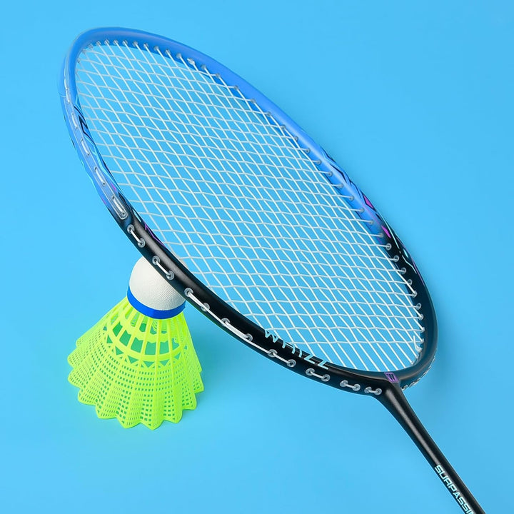 WHiZZ Carbon Badminton Schläger Set, Leichter Graphit Badmintonschläger Federball Set für Training,