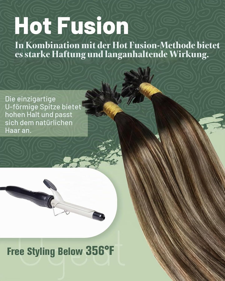 Ugeat Balayage Bonding Extensions U Tip Hair Extensions Echthaar Pre Bonded Extensions Balayage Schw