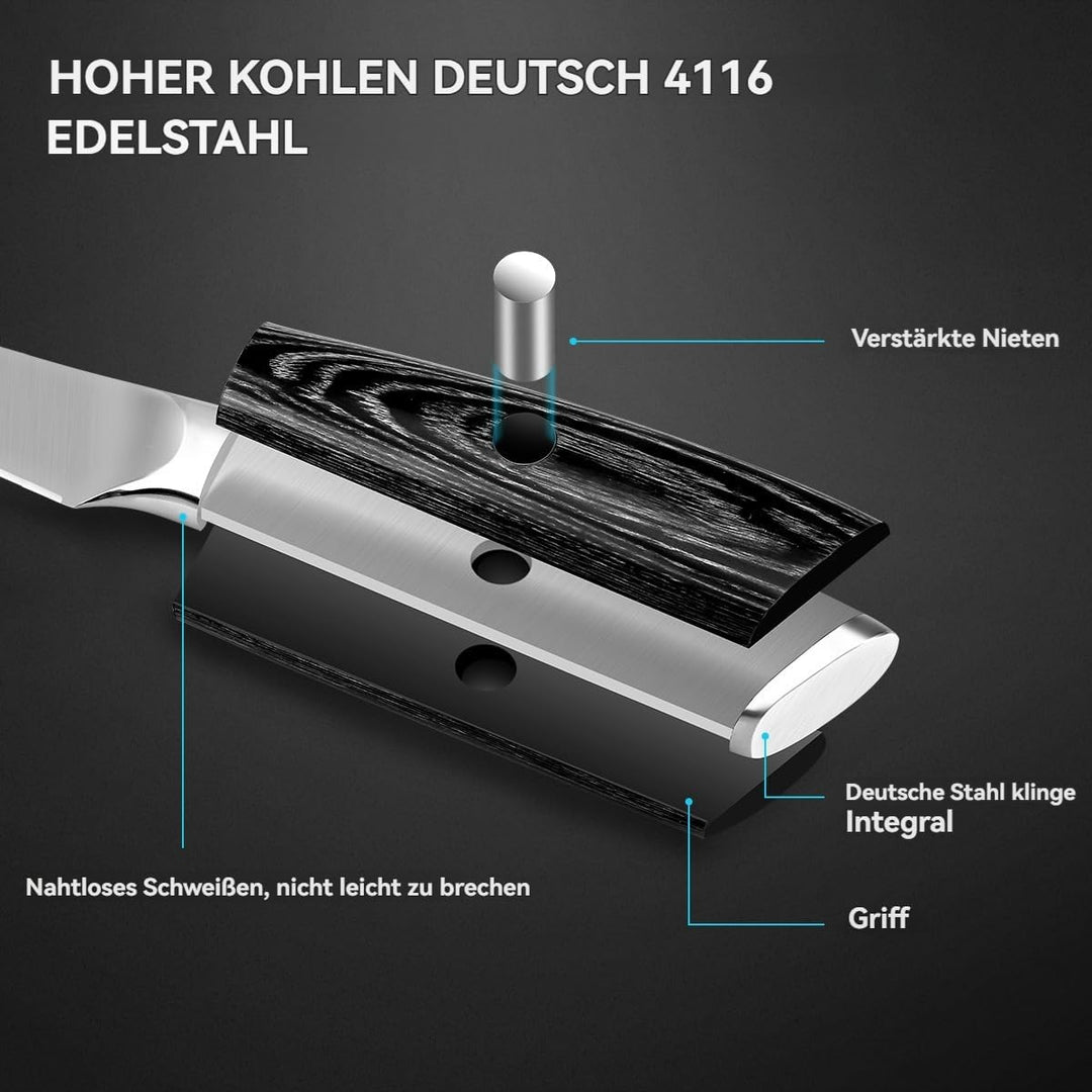Messerset 2 pcs, Profi Universalmesser 13 cm und Scharfes Schälmesser 9 cm aus Deutschem EN1.4116 Ed
