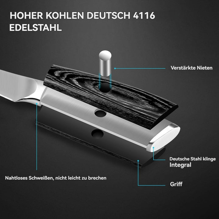 Messerset 2 pcs, Profi Universalmesser 13 cm und Scharfes Schälmesser 9 cm aus Deutschem EN1.4116 Ed