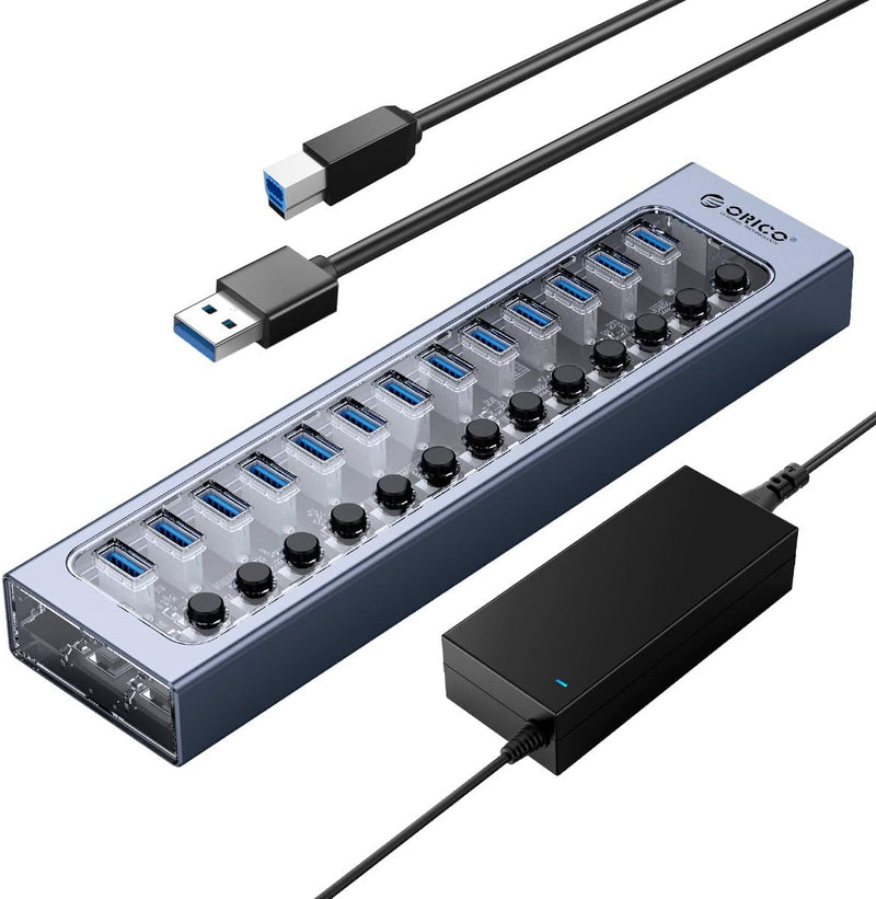 ORICO Hub USB, Hub USB 3.0 en Aluminium Avec 13 Ports USB 3.0, distributeur de Ports USB 3.0 Pour le