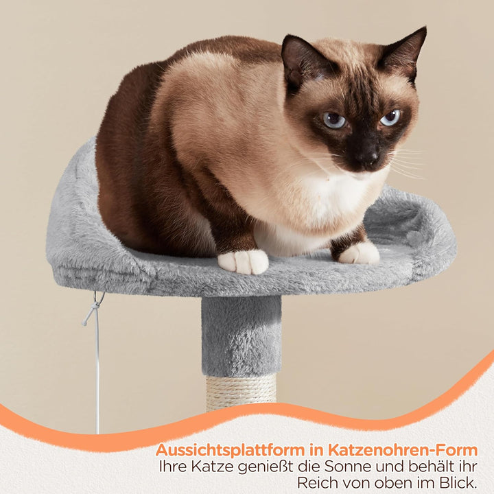 Yaheetech Kratzbaum Katzenkratzbaum 145 cm Stabiler Katzenbaum mit Aussichtsplattform Liegemulde Sis