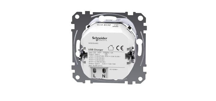 Schneider Electric Merten MEG4366-0120 USB Ladestation-Einsatz Typ A+C mit Power-Delivery-Technologi