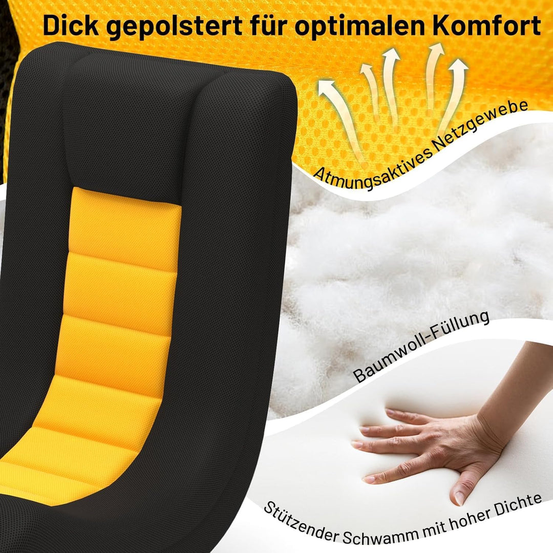 RELAX4LIFE Bodensessel Klappbar, Bodenstuhl mit 4-Fach Verstellbarer Rückenlehne, 360° drehbarem Soc