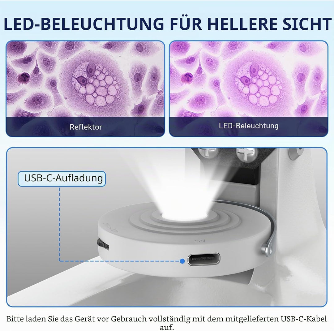 HUTACT Mikroskop für Kinder Erwachsene Anfänger: 40-2000X Compound Biologie Mikroskop mit Slide Kit